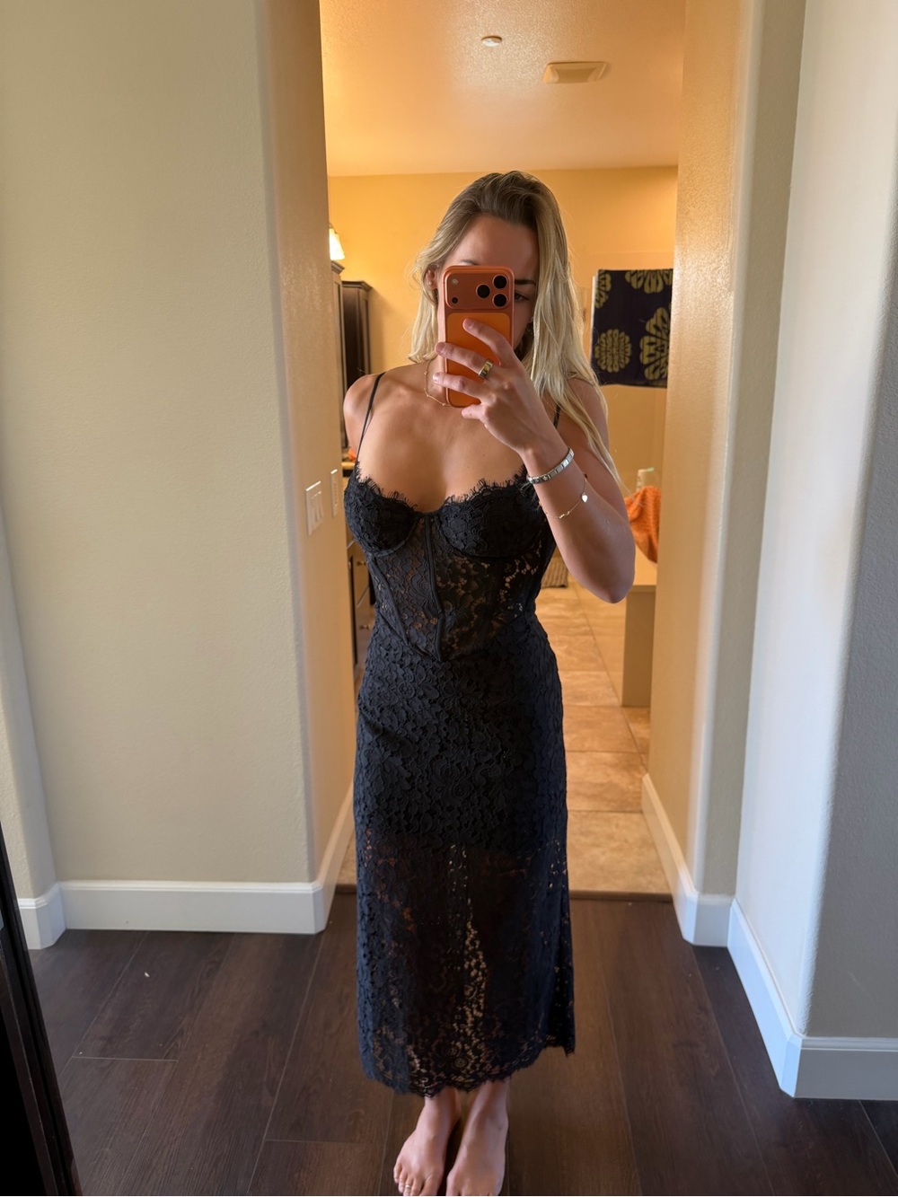 Bardot Black Lace Bustier Midi Dress Size M AU 10 US 6